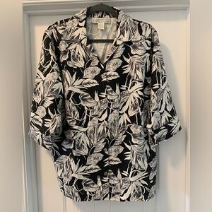 Pineapple Moon 100% Silk Button Up Top Size XL